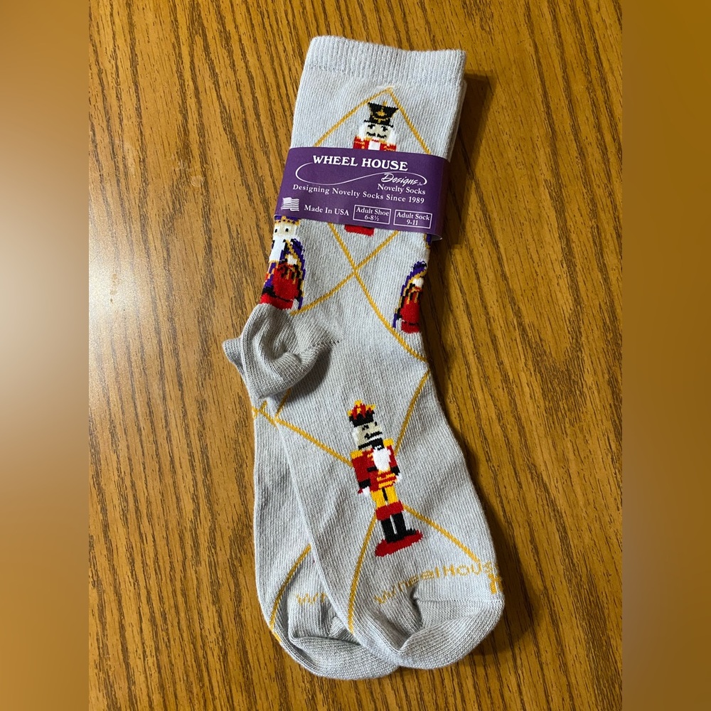 Wheelhouse Designs men’s socks, Nutcracker pattern. Size 9-11 sock size.